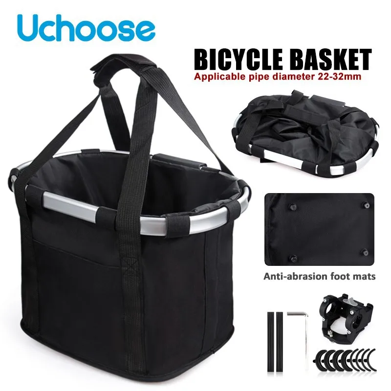 Front Bike Basket For Small Dogs 2 In 1 Removable Carrying Pouch Hanging Handlebar Tube Foldable Luggage Bag 5KG Load