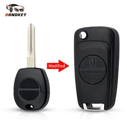 Dandkey-Coque de clé à distance non coupée, étui à lame pour Nissan Primera, Micra, Terrano, Almera X, Trail Fob, 2 boutons, clé de voiture à rabat, NSN14, NSN11