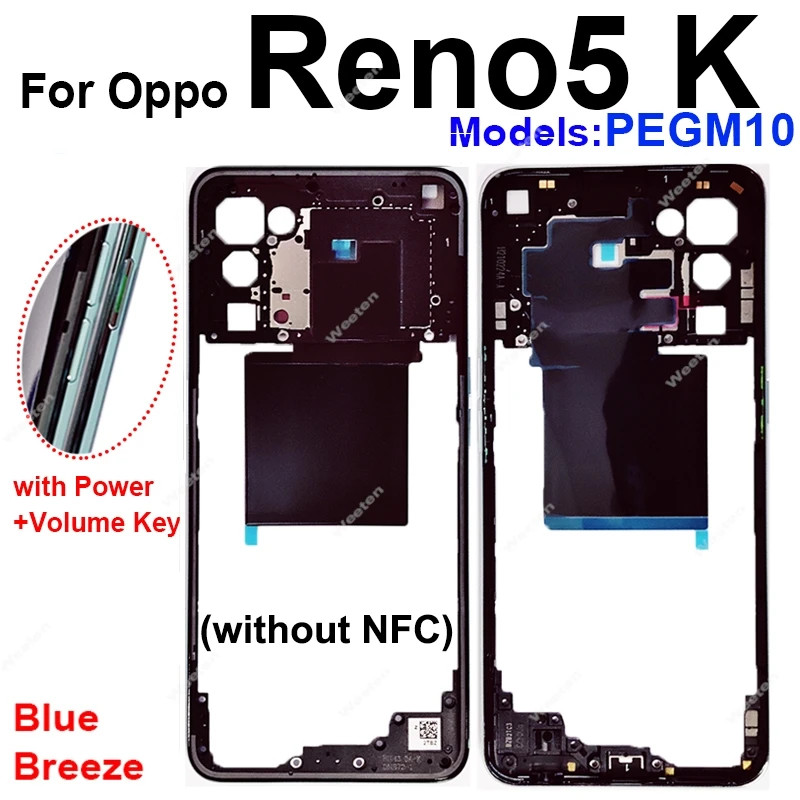 Middle Housing For OPPO Reno 5 5K 5F 5Z 5G Middle Frame Cover with