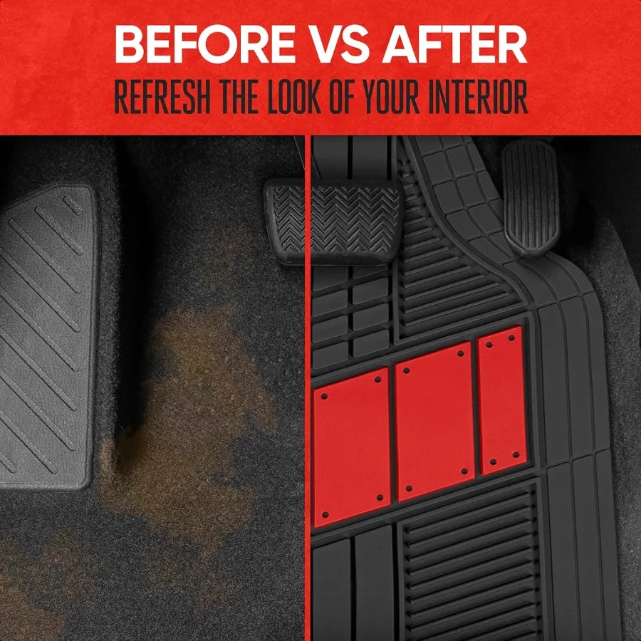 سجادات أرضية مطاطية بتصميم رياضي مزدوج اللون لجميع الأحوال الجوية لسيارة شاحنة فان وبطانات أمامية وخلفية مقاومة للماء لسيارات الدفع الرباعي مع دري #4