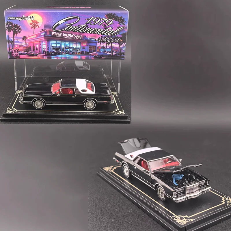 Fine Works64 1:64 Scale Continental 1979 Lowrider Alloy Car Model Finished Product Decoration Hobbies Souvenirs Gift Display
