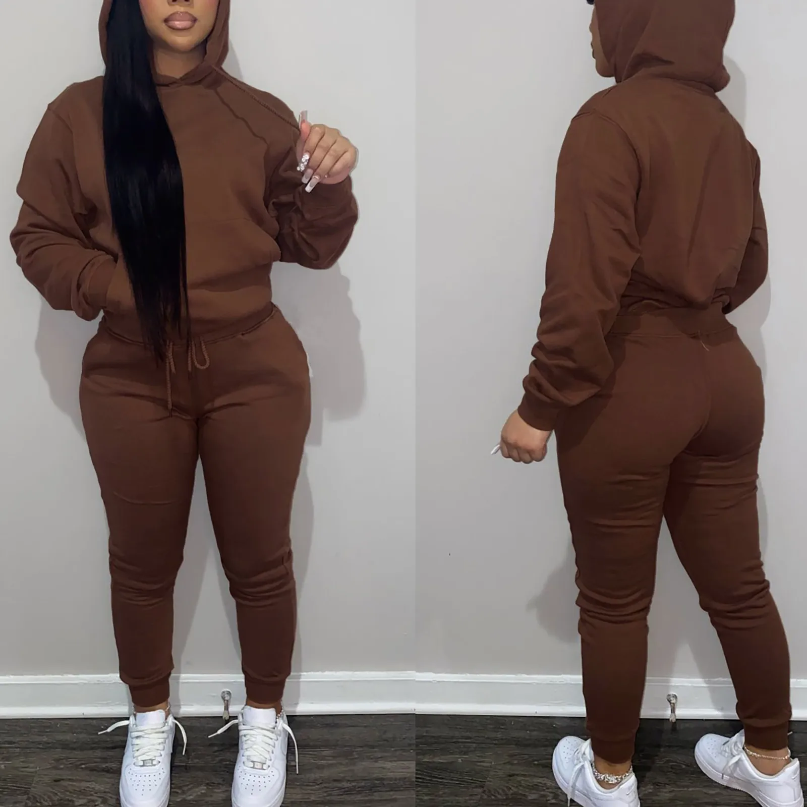 Womens Sweatsuits 2 Piece Set Fall/Winter Loose Sweat Sets Comfy Hoodie Sweatshirt & Drawstring Cuffed Sweatpants