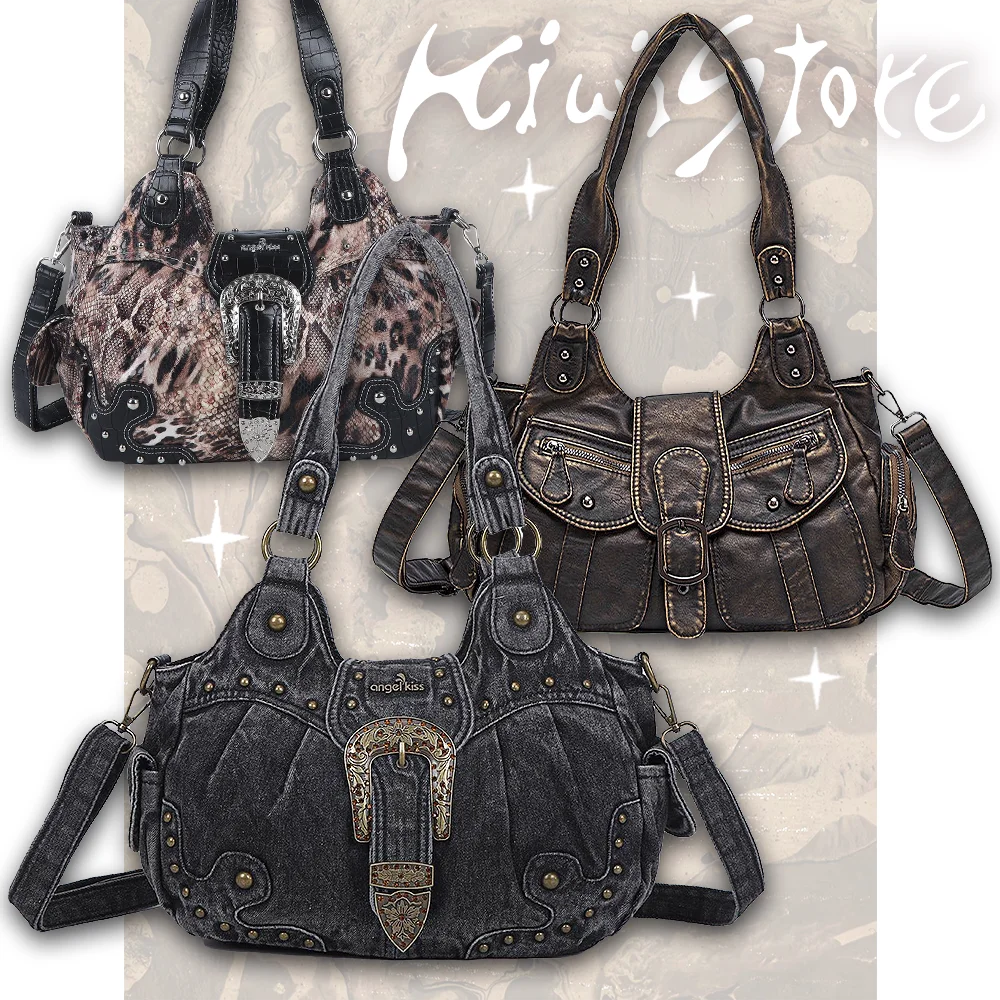 Women's Crossbody Bags Y2k Style Denim Shoulder Bag Sweet Cool Lady Handbags Subculture Niche Retro Premium Tote Bag