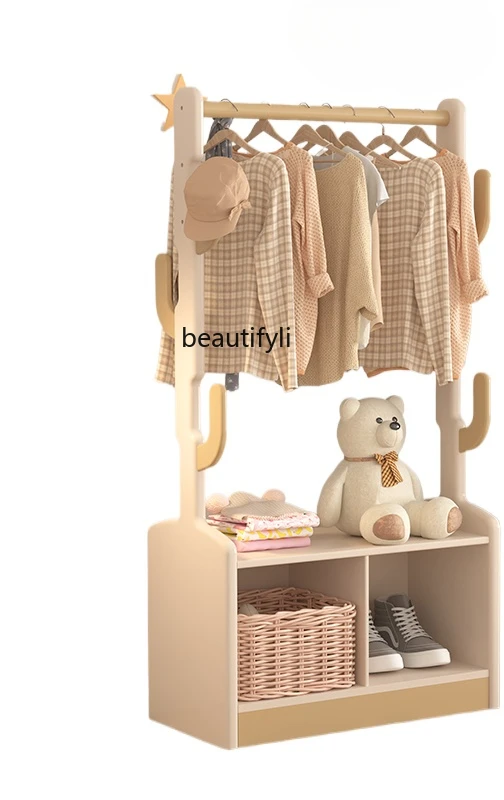 

Solid Wood Clothes Hanger Floor Bedroom Hanger Household Coat Rack Indoor Clothes Hanger Room Simple Put Cloth Rack