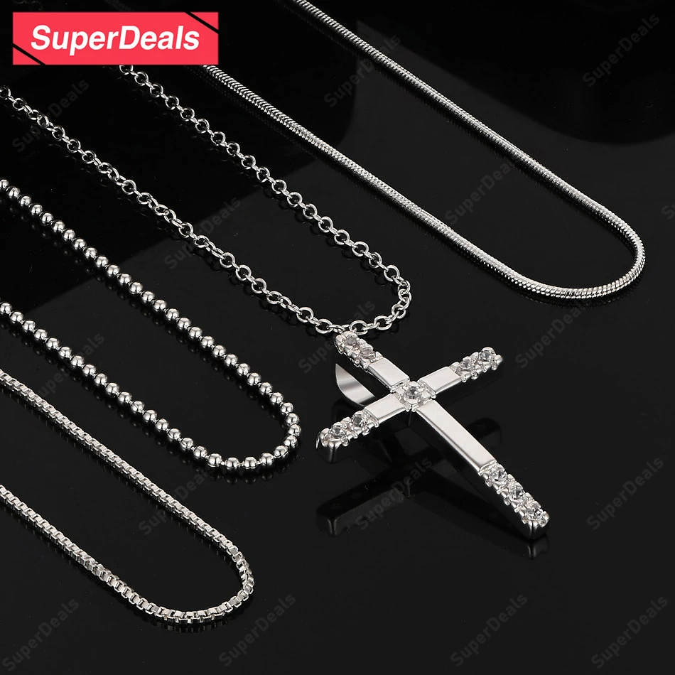 SuperDeals 925 فضة الصليب قلادة قلادة AAA الزركون النساء حفلة عيد ميلاد الرجال الكلاسيكية العصرية سحر غرامة مجوهرات