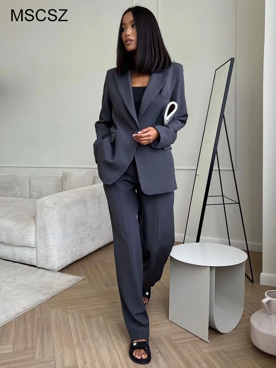 MSCSZ-Ensemble blazer et pantalon pour femme, tenue de bureau élégante, imbibée, 3 pièces, printemps automne 2025