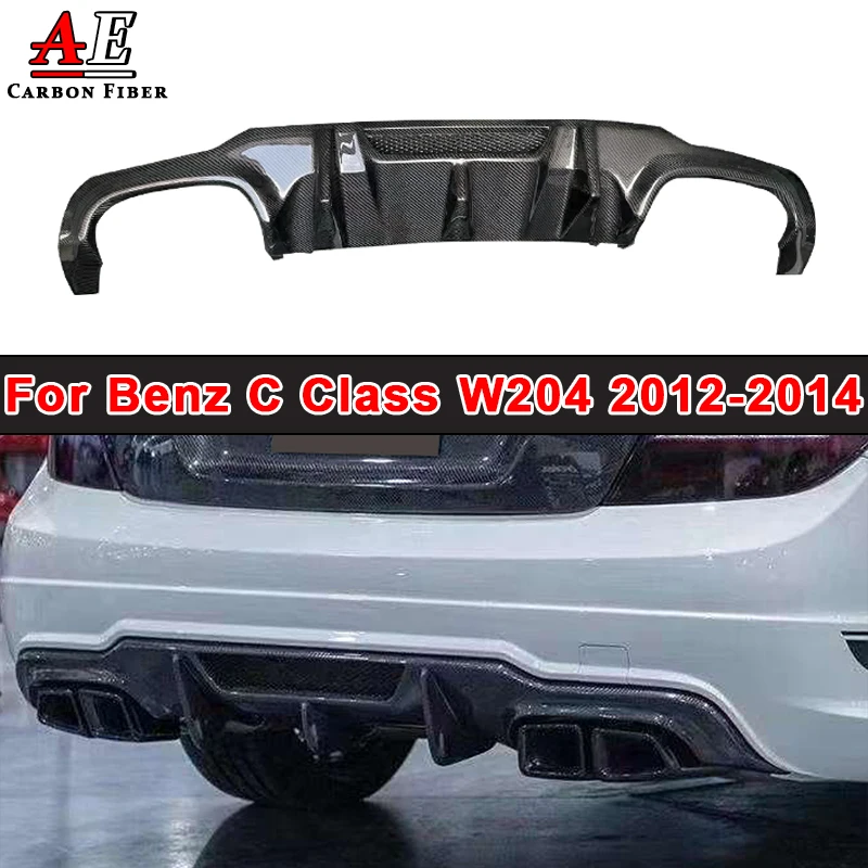 

For Mercedes Benz C Class W204 2012-2014 C200 C220L V Style Carbon Fiber Rear Lip Diffuser Car Spoiler Splitter Body Kit