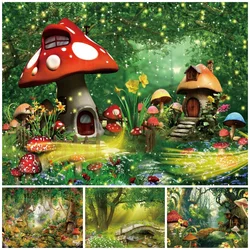 Conto De Fadas Floresta Contexto, Cogumelo Sonhador, Castelo De Flores, Fotografia De Aniversário Do Bebê, Decoração De Fundo, Photo Studio Prop, País Das Maravilhas