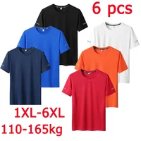 Camiseta deportiva de secado rápido para hombre, camisa de manga corta con cuello redondo, talla grande 5XL/6XL, 6 unidades por Set