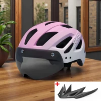 PJT-casco de bicicleta 4 en 1, casco de bicicleta para adultos, gafas de modo Dual, visera solar, casco de Ciclismo de Carretera MTB, ligero y transpirable