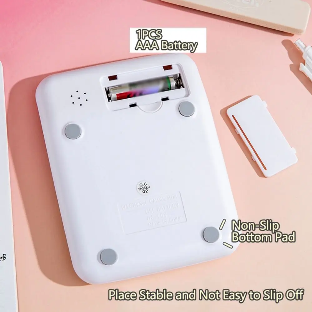 

Милый 12-значный калькулятор, большой ЖК-дисплей, настольный механический калькулятор ярких цветов, противоскользящая подставка, работающая от батареи