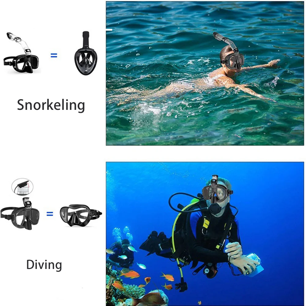 Schnorchelmaske 180 ° Panoramisches, beschlagfreies, faltbares Schnorchelventil mit Anti-Wasser-Eintrink-Schutz und ergonomischer Abdichtung für Tauchen und Freitauchen – Detail 7