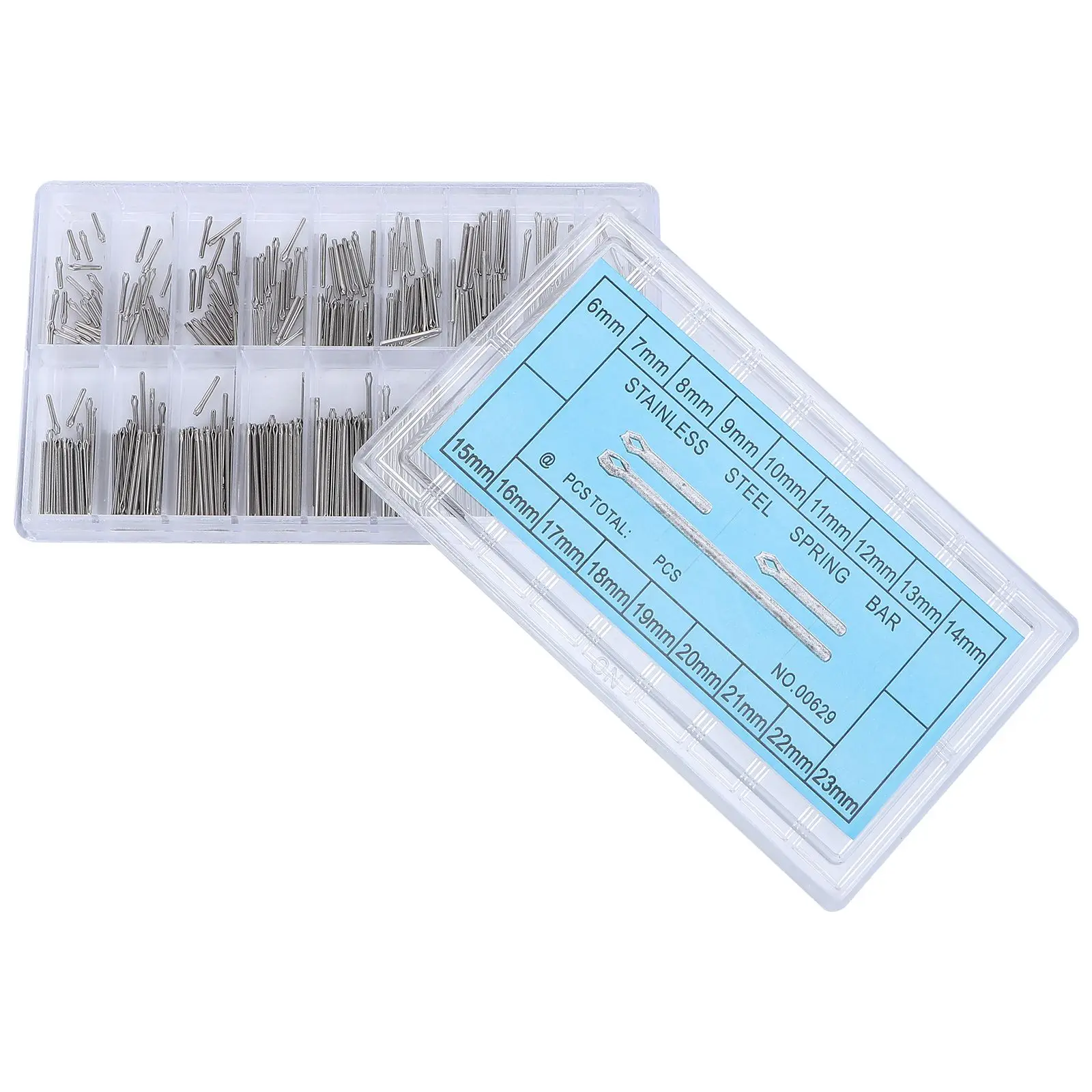 

360pcs Watch Band Link Pins 18 Sizes 6mm 23mm Stainless Steel Spring Bars Cotter Repair Tool Silver Metal Straps Replacement