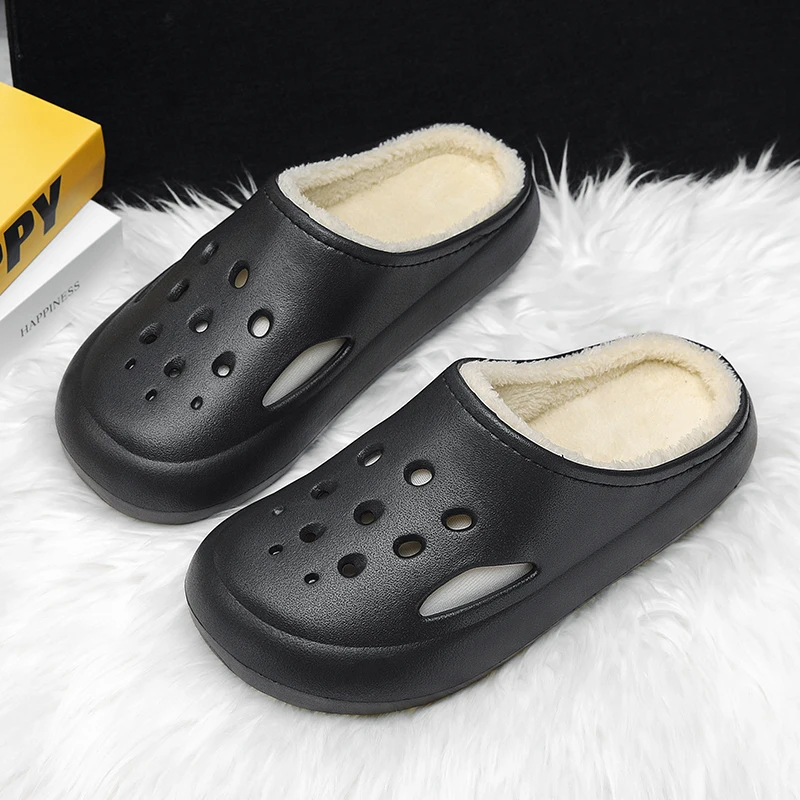 

Soft Plush Fur Slippers for Men and Women Indoor Clogs Warm Home Cotton Shoes House Room Lightweight Winter