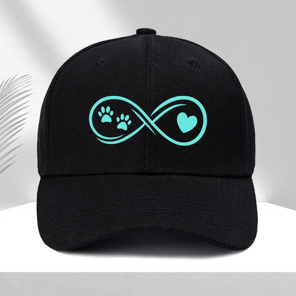 Casquette de baseball Infinite Paw Print Heart Love pour amoureux des animaux, chapeau de soleil réglable pour les sorties décontractées