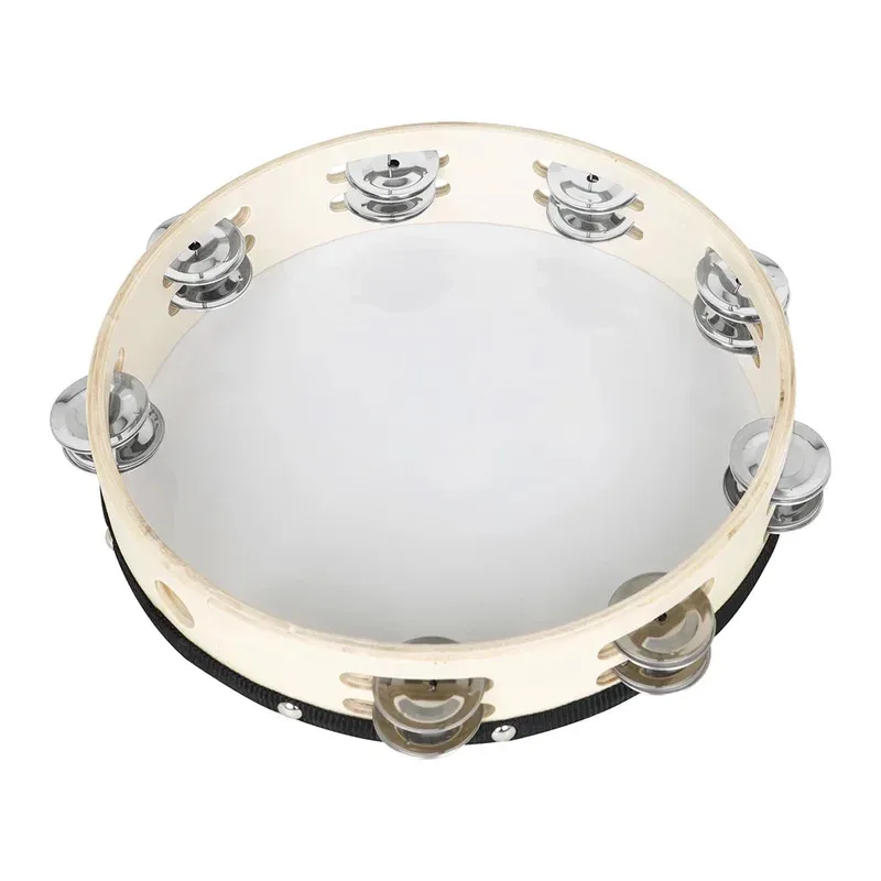 Handheld Peace Dove Tambourine (8 Inch) - Double Layer Solid Wood, Double Row Jingles, Reflective Surface, Clear Sound for Pe