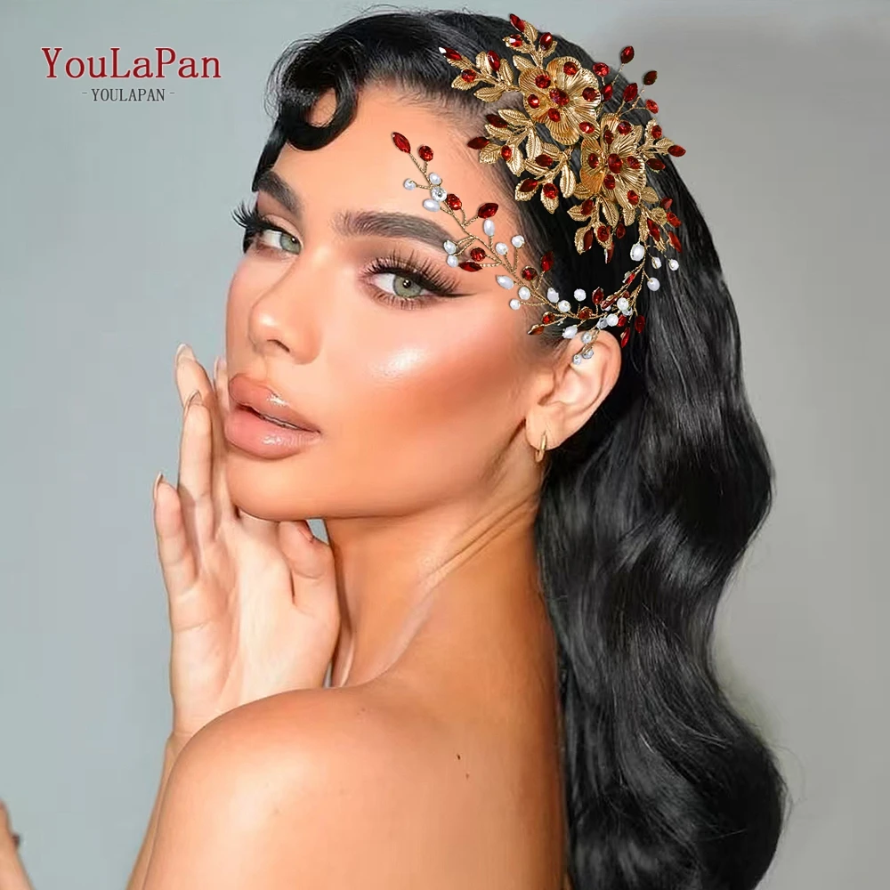YouLaPan Alloy Flower Hair Comb Wedding Headband Bridal Hair Jewelry Elegant Pearls Bride Headpiece Woman Party Headwear HP511