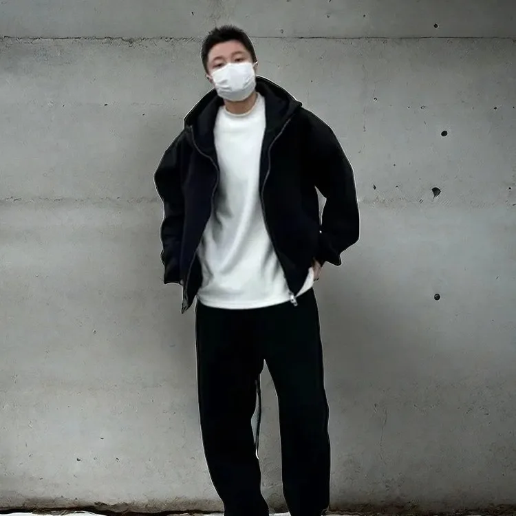 Autumn and Winter Thickened Casual Sportswear for Men Loose-fitting Two-piece Set Including Hooded Jacket Sweater and Sweatpants