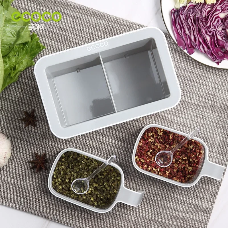 Ecoco Adjustable Spice Box Wall-mounted No-drilling Home Kitchen Storage Rack Combination Spice Box Plastic Material