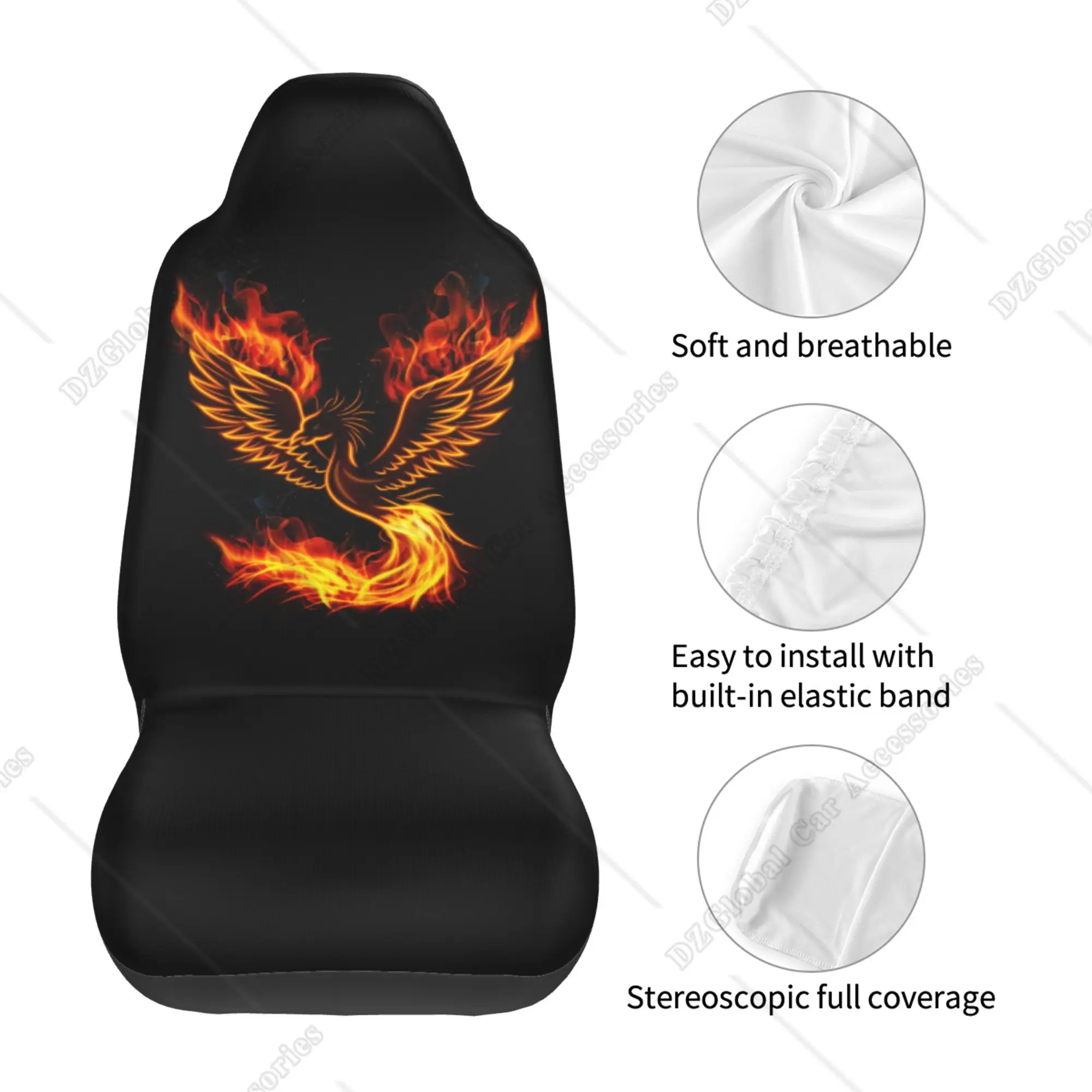 Phoenix Fire Bird coprisedili per auto 2 pezzi Set protezione per sedile anteriore del veicolo accessori interni protezioni coprisedili per auto