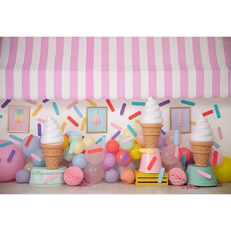 Avezano różowy Shoppe fotografia tło lody dziewczyna 1 urodziny portret do dekoracji tortu Smash tło na rekwizyty fotograficzne