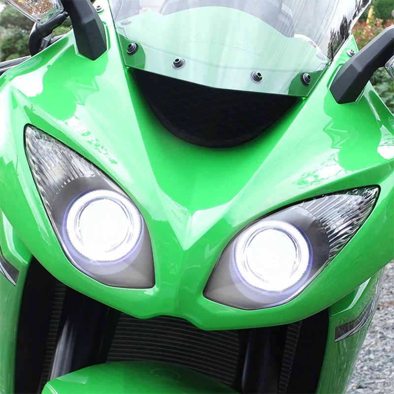 Upgraded versionKawasaki Ninja ZX6R 2009-2012 LED Angel Eye Headlight Assembly 12V Dual Low/High Beam 6000k Color Easy Installat