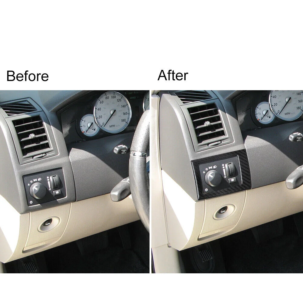 None Headlight Cover Trim Control Frame Cover For Chrysler 300 2005-2007 W/O Logo With Door Panels W/O Navigation