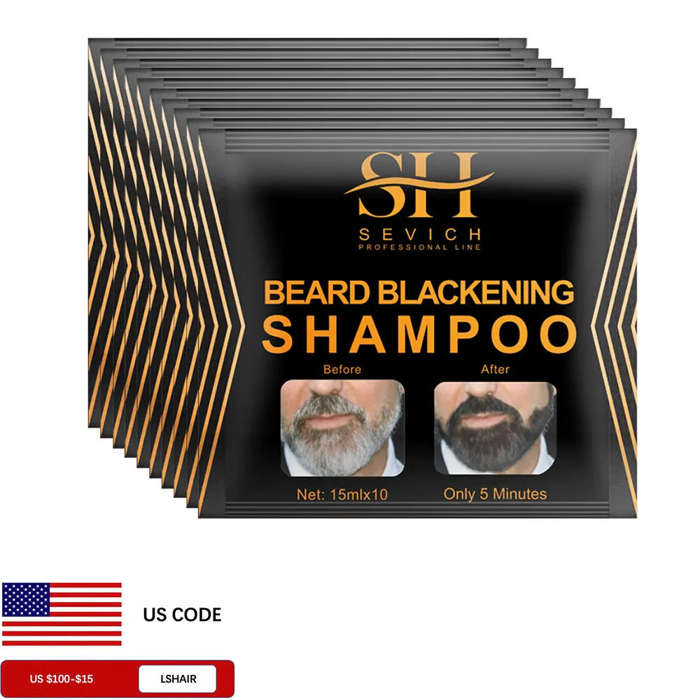 10 Bags Natural Beard Hair Dye Shampoo Portable 5 Minute Instant Blackening Color Tint Cream Moustache Shampoo For Men