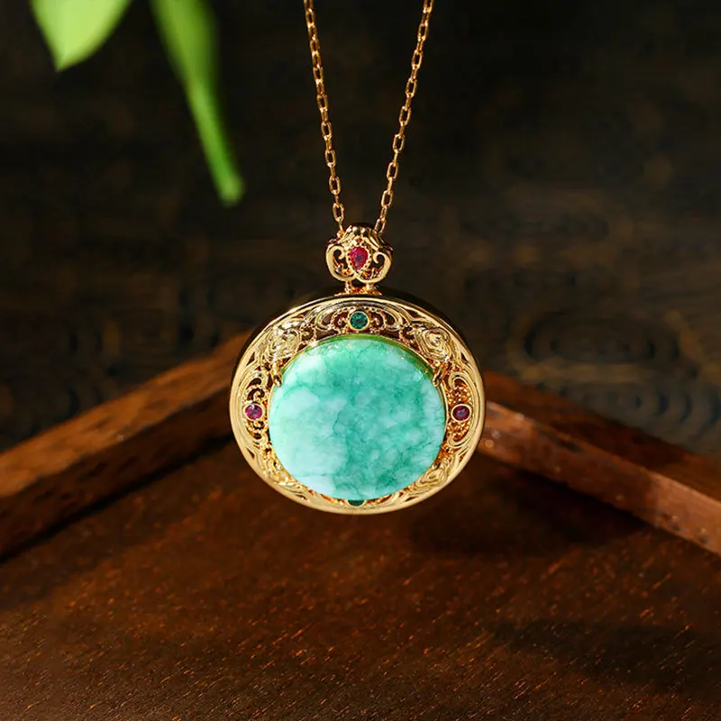 

Ожерелье с подвеской из натурального нефрита, модные аксессуары, талисманы, позолоченный камень 18 карат, винтажные настоящие ювелирные изделия, подвеска, роскошный дизайнер