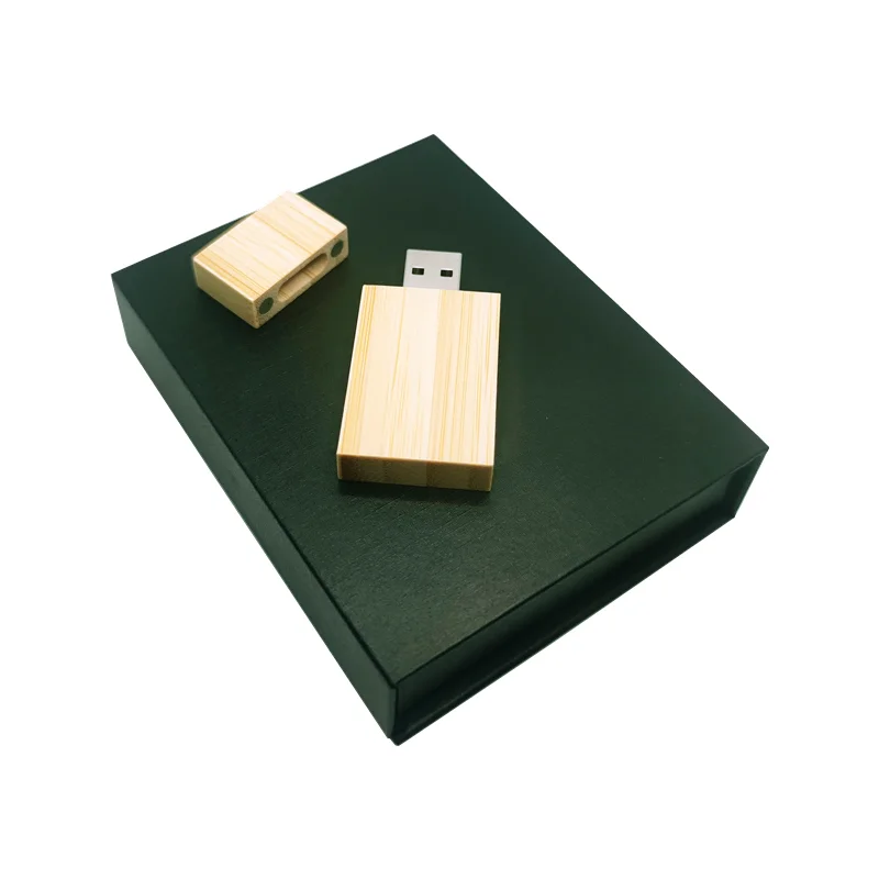 Free Custom Photography Wedding LOGO Natural Bamboo USB2.0 Flash Drive 4GB 8GB 16GB 32GB 64GB Memory Stick with Color Gift Box