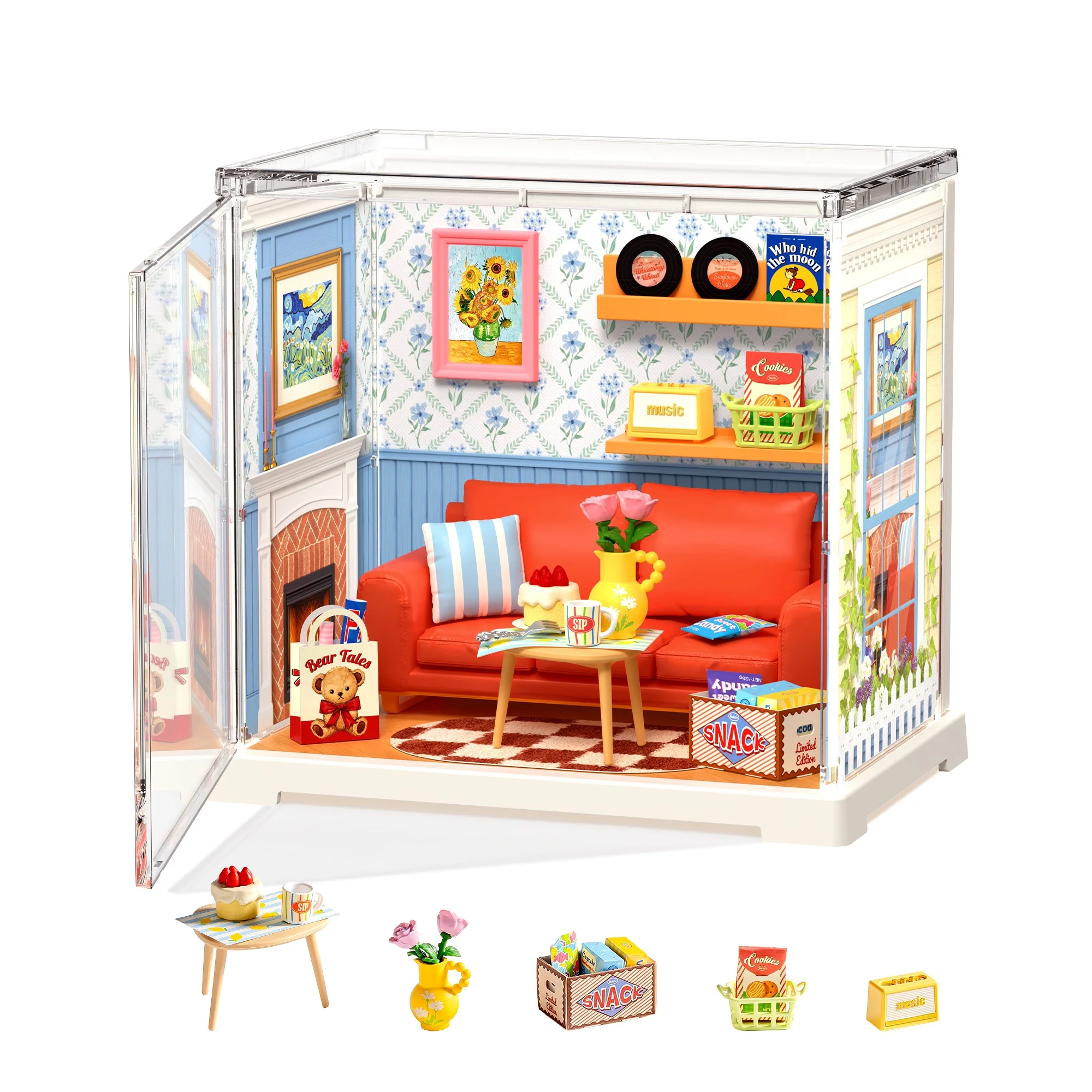 

Набор для сборки миниатюрного домика Rolife DIY Country Blue Lounge Super Creator, 3D-пазл, модель для сборки с LED-подсветкой для домашнего декора