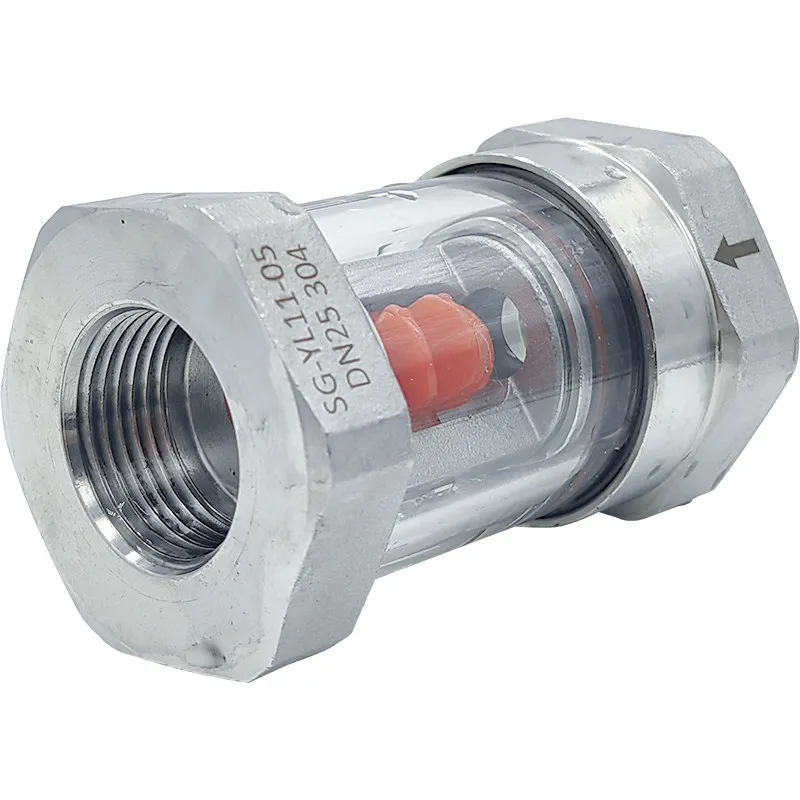 304 stainless steel tubular impeller indicator 360 degree vertical pipe glass oil flow sight glass flow sight cup 4 points