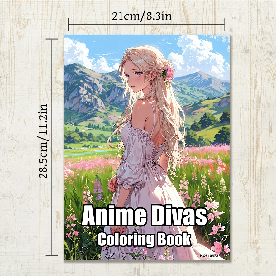 Anime Divas Adult Coloring Book - 8.3x 11.2 Inch 22 Page Coloring Book - Helps Reduce Stress and Ease Emotions