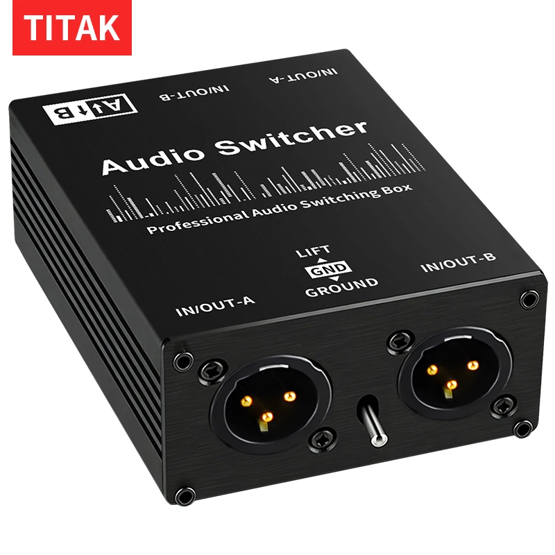 XLR 6.35 3.5mm 2 Way Audio Switcher Balanced Passive Selector Stereo 2 In 1 Out or 1 In 2 Out Splitter Box for DJ Mixer