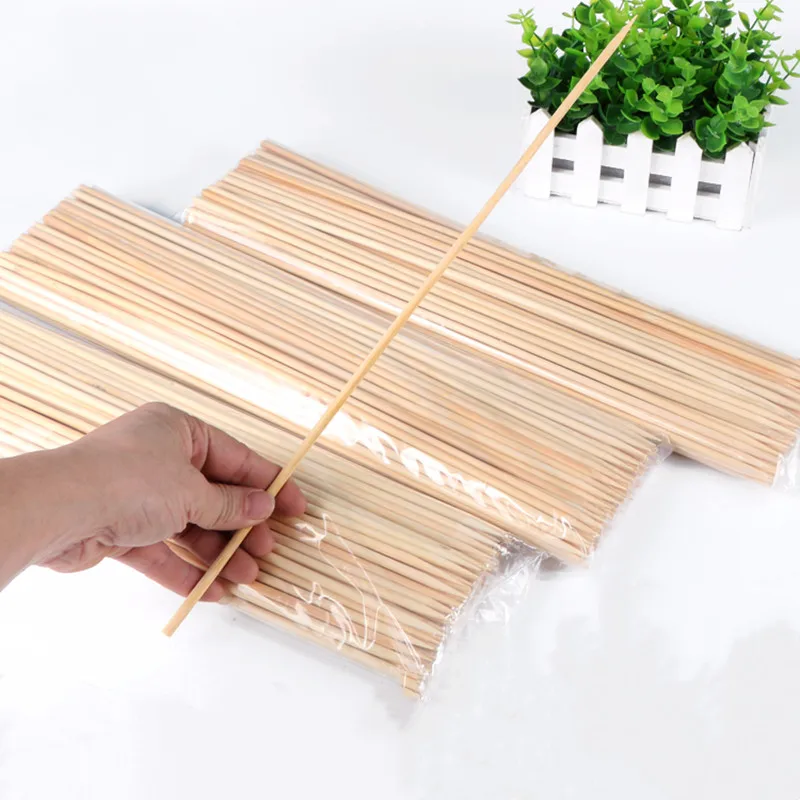 100pcs 20-50CM BBQ Bamboo Wooden BBQ Skewers Food Bamboo Meat tool Barbecue Party Disposable Long Sticks BBQ Tools Accessorie