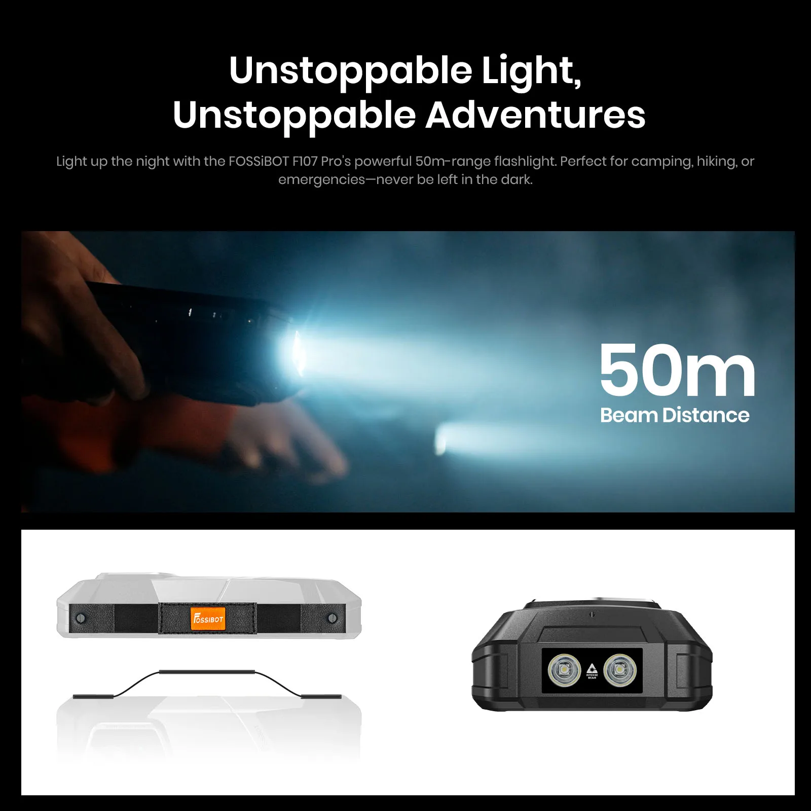 جديد Fossibot F107 PRO هاتف متين بالأشعة تحت الحمراء للرؤية الليلية 28000mAh 66W البعد 7300 5G 50M مصباح يدوي 12GB + 512GB أندرويد 15