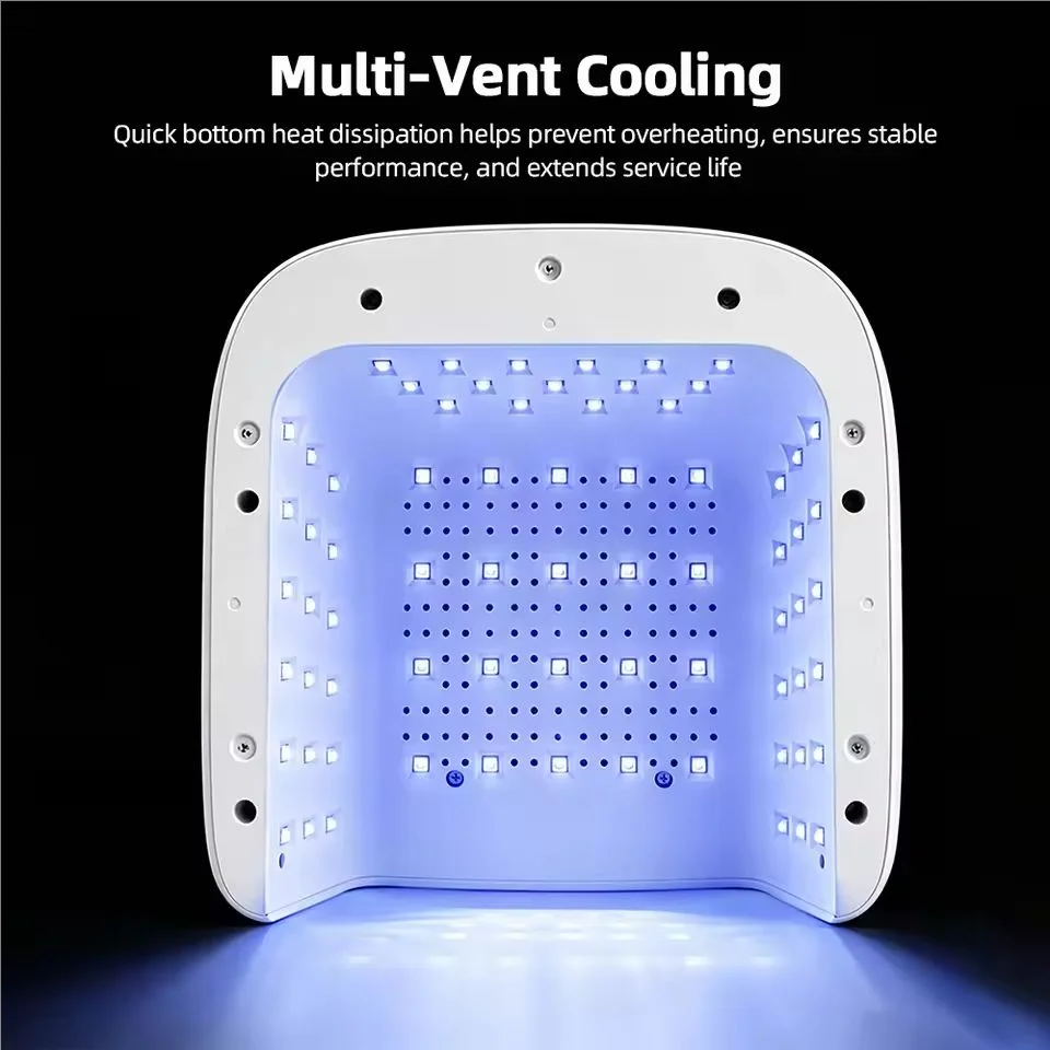 Portable Professional UV Nail Lamp with Dual-Zone Curing Auto Sensor Multiple Timers Fast Drying for Salon and Home