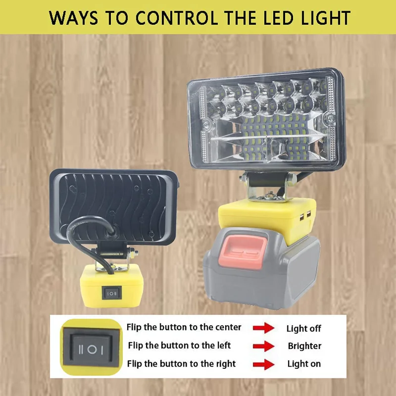 Lampe de travail LED portable avec USB, lampe de poche, lanterne, outil, batterie au lithium, Dewalt, DCB205, DCB206, 18V, 20V, 3 \