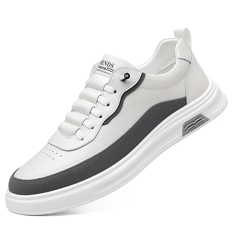 

Fashion Casual Cow Leather Sneakers for Men Spring Autumn New Designer Board Shoes Male Thin and Breathable Zapatos Hombre