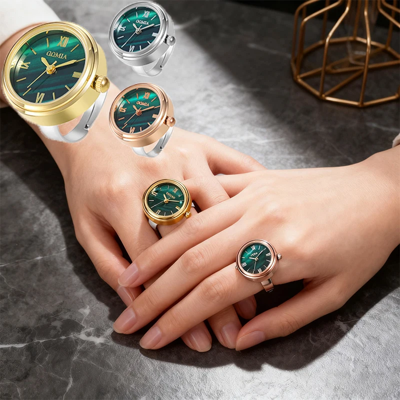 

Man Woman Gothic Watch Rings anillos reloj bague Vintage Ajustables Green Digital Quartz Dial Waterproof Couples Rings Gift