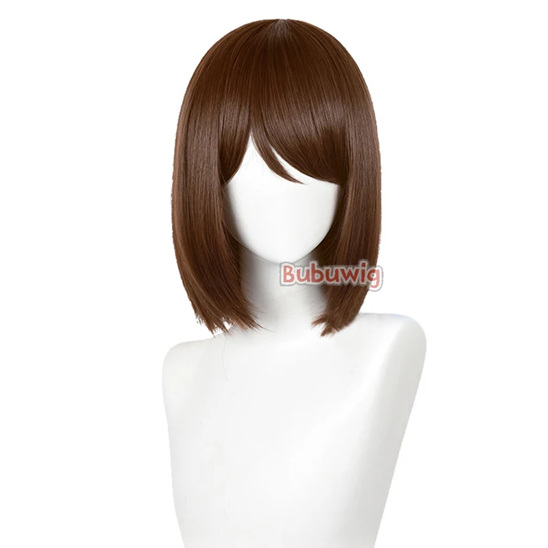 Perruque Cosplay synthétique Bububuultraviolet, 30cm, cheveux courts et raides, brun Bobo, degré de chaleur, Ieiri Shōko Anime