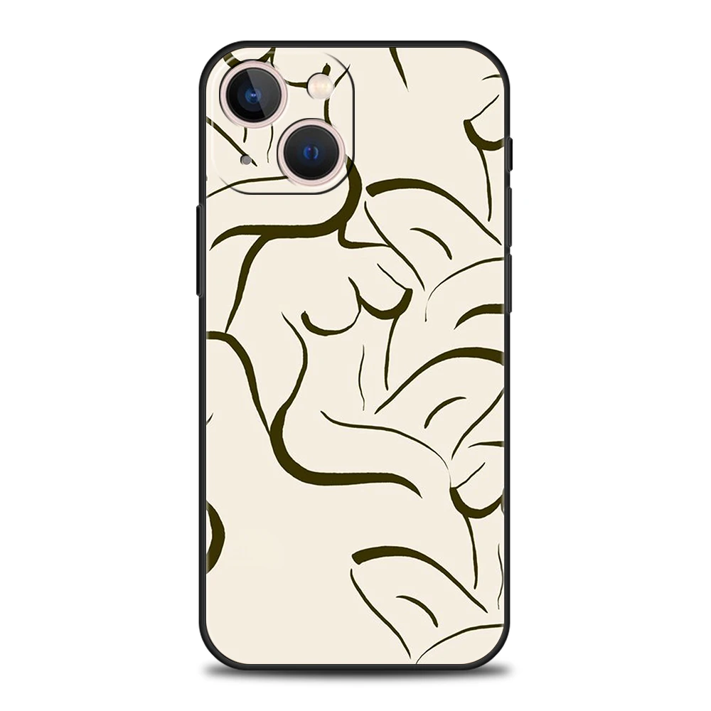 Often Line Drawing Abstract Art Love Phone Case For iPhone 15 14 13 12 11 Pro Max X XR 8 7 Plus SE 2020 X XS Max Fashion Shell