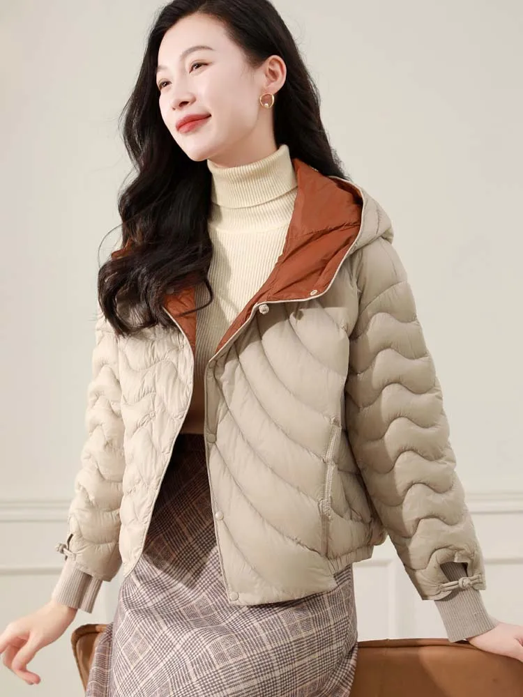 Novo design irregular acolchoado jaqueta com capuz 2025 outono inverno oversize curto puffer casaco quente de alta qualidade inkeo dj535