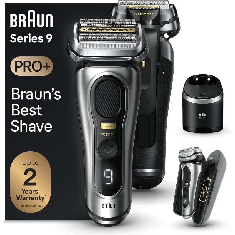 Электробритва Braun Series 9 PRO+ 9577cc для мужчин, 5 профессиональных элементов бритья и прецизионный триммер для длинных волос, влажная и сухая, аккумулятор 60 минут