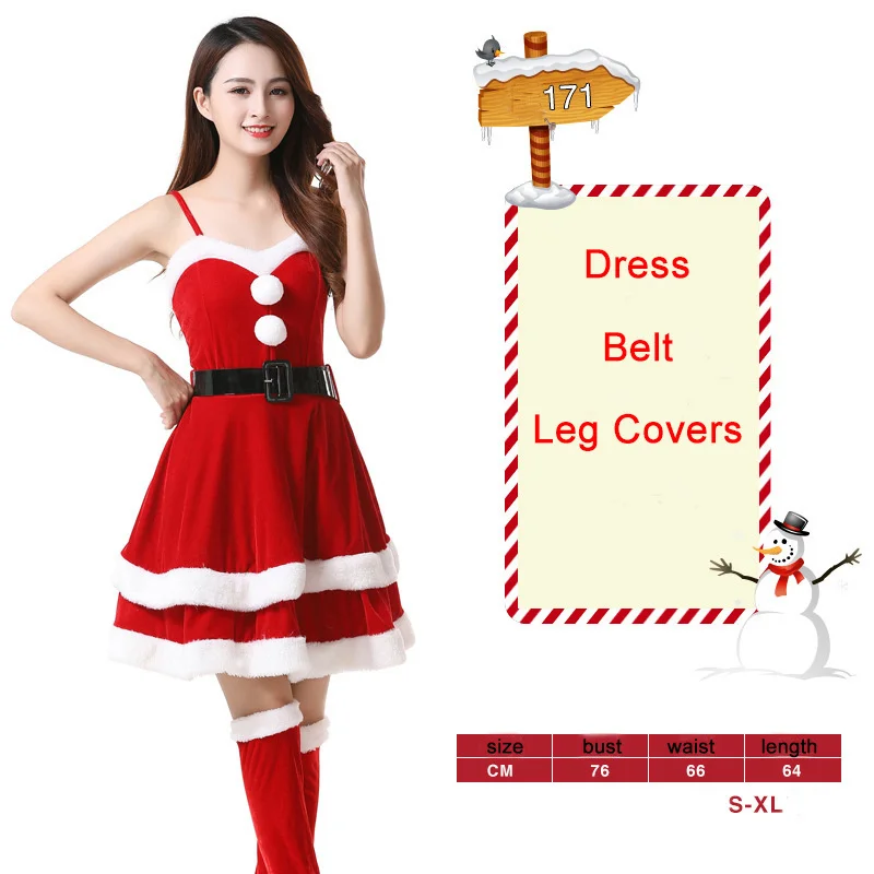 New fashion Dress 2022 New Ladies Cosplay Costume natale babbo natale Stage Show abbigliamento Sexy Red COS Dancing Robe Gowns