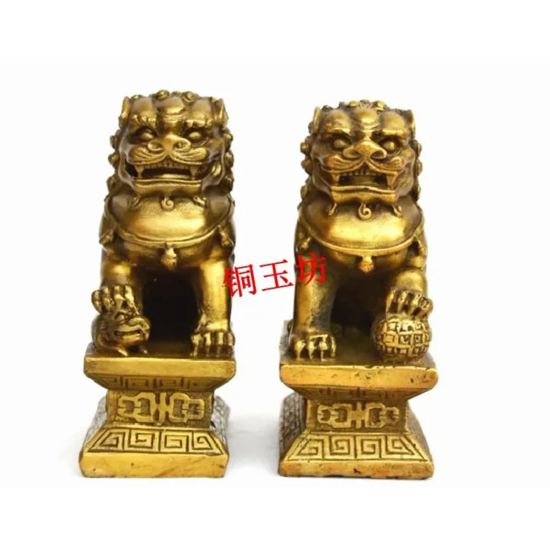 

Exquisite Brass Palace Gate Lion Craft Ornament