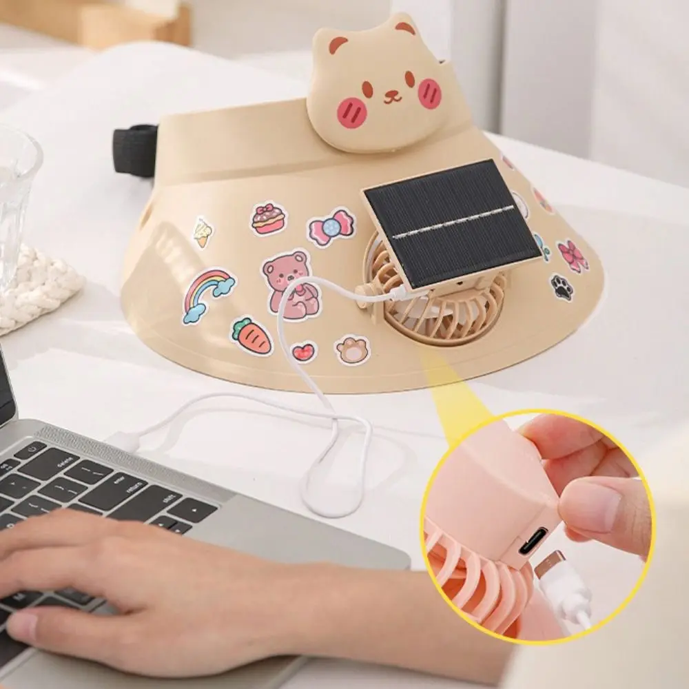 

New Straw Sun Visor Hat Empty Top UV Protection Cooling Fan Hat Solar/USB Powered Breathable Beach Sunshade Hat Camping