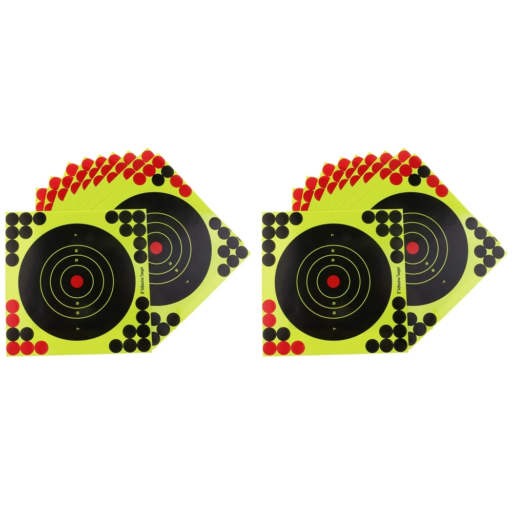 100 unidades de alvos de caça 8 x 8 polegadas papel autoadesivo adesivos de alvos de respingos reativos
