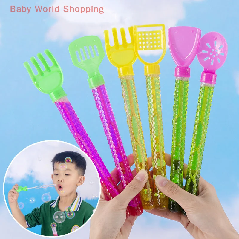 10Pcs Cartoon Beach Bubble Stick With Bubble Concentrated Solution Toy Kids Outdoor Activities Toys Birthday Gift Supplies