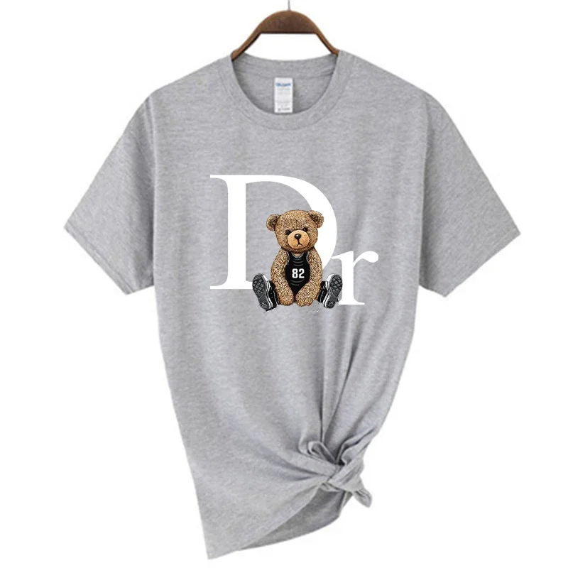 Luxury Brand Cute Bear Print Women T-shirt Tshirt Summer Graphic Fashion Female T Shirts Woman Clothing Free Shipping